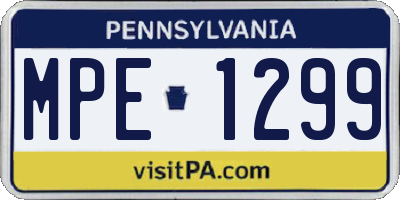 PA license plate MPE1299