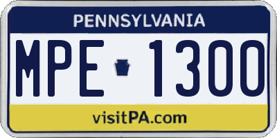 PA license plate MPE1300