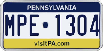 PA license plate MPE1304