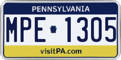 PA license plate MPE1305