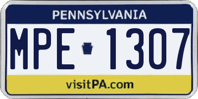 PA license plate MPE1307