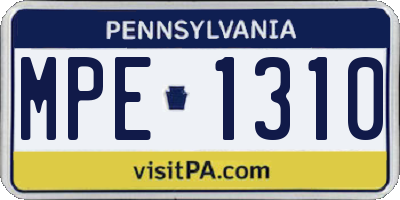 PA license plate MPE1310