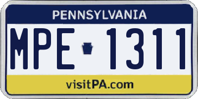 PA license plate MPE1311