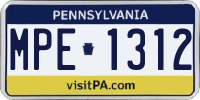 PA license plate MPE1312