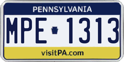 PA license plate MPE1313