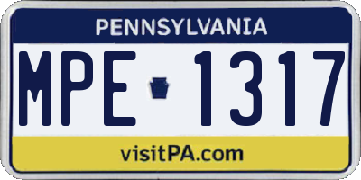 PA license plate MPE1317