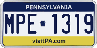 PA license plate MPE1319