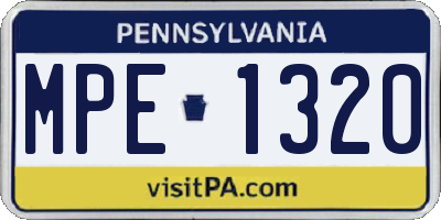 PA license plate MPE1320