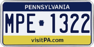 PA license plate MPE1322