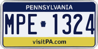 PA license plate MPE1324