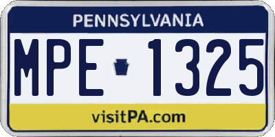 PA license plate MPE1325