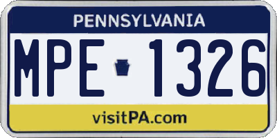 PA license plate MPE1326