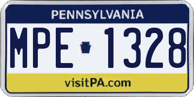 PA license plate MPE1328