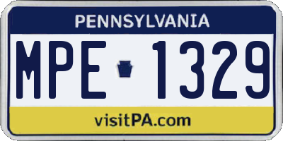 PA license plate MPE1329