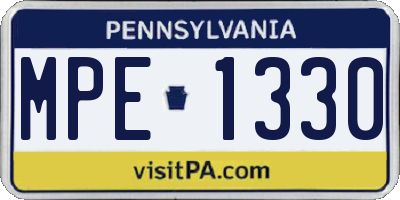 PA license plate MPE1330