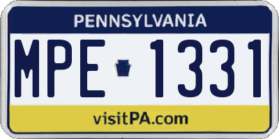PA license plate MPE1331