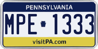 PA license plate MPE1333