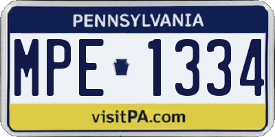 PA license plate MPE1334