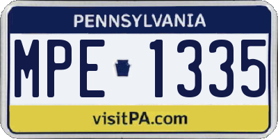 PA license plate MPE1335