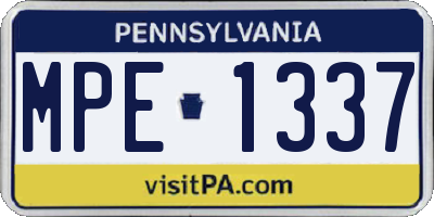 PA license plate MPE1337
