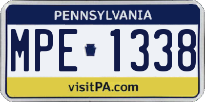PA license plate MPE1338