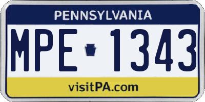 PA license plate MPE1343