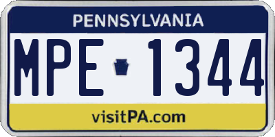 PA license plate MPE1344