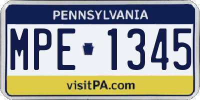 PA license plate MPE1345