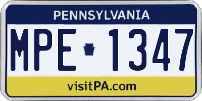 PA license plate MPE1347