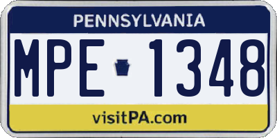 PA license plate MPE1348