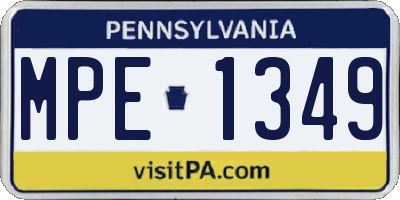 PA license plate MPE1349
