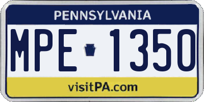 PA license plate MPE1350