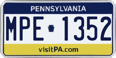 PA license plate MPE1352