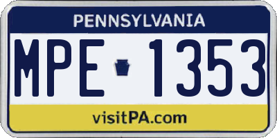 PA license plate MPE1353