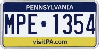 PA license plate MPE1354