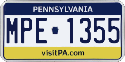 PA license plate MPE1355