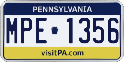 PA license plate MPE1356
