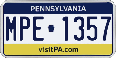 PA license plate MPE1357