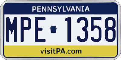 PA license plate MPE1358
