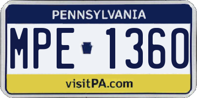 PA license plate MPE1360