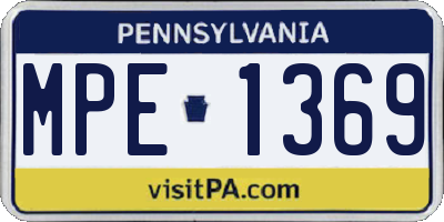 PA license plate MPE1369