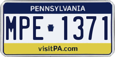 PA license plate MPE1371