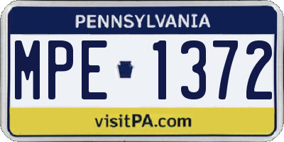PA license plate MPE1372