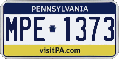 PA license plate MPE1373