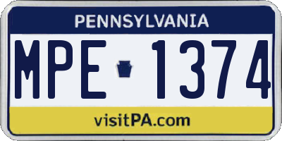 PA license plate MPE1374