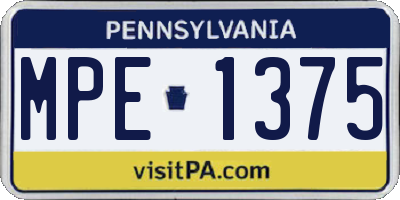 PA license plate MPE1375