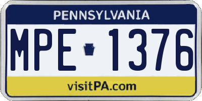 PA license plate MPE1376