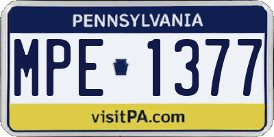 PA license plate MPE1377