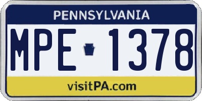 PA license plate MPE1378