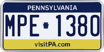 PA license plate MPE1380